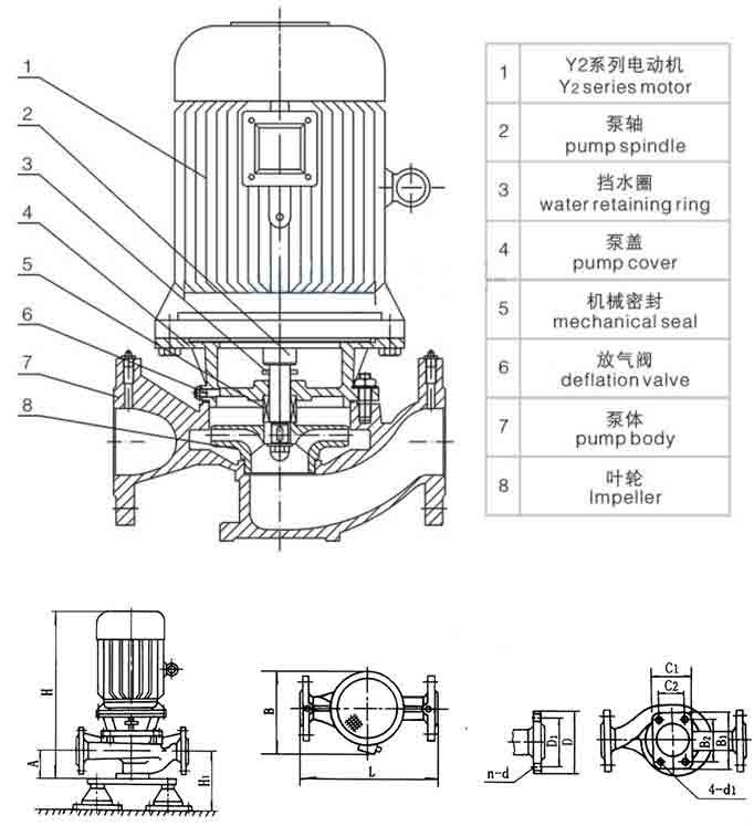 管道离心泵规格尺寸图纸